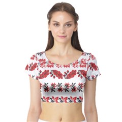 Vectors Ukraine Scheme Pattern Kit Short Sleeve Crop Top by Amaryn4rt