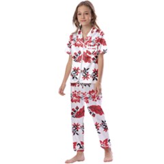 Vectors Ukraine Scheme Pattern Kit Kids  Satin Short Sleeve Pajamas Set by Amaryn4rt