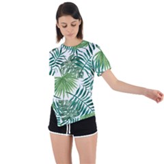 Leaves Background Wallpaper Pattern Asymmetrical Short Sleeve Sports Tee by Amaryn4rt