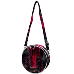 Stranger Things Fantasy Dark  Red Crossbody Circle Bag by Amaryn4rt