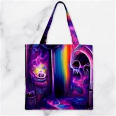 Purple Drawing Digital Art Zipper Grocery Tote Bag by Amaryn4rt