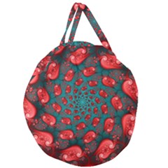 Fractal Red Spiral Abstract Art Giant Round Zipper Tote by Amaryn4rt