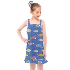 Sea Fish Blue Submarine Animals Kids  Overall Dress by Amaryn4rt