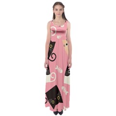 Cat Pattern Backgroundpet Empire Waist Maxi Dress by Amaryn4rt