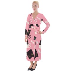 Cat Pattern Backgroundpet Velvet Maxi Wrap Dress by Amaryn4rt