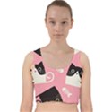 Cat Pattern Backgroundpet Velvet Racer Back Crop Top View1