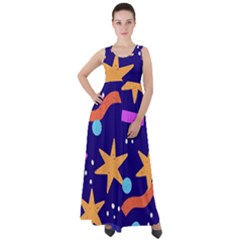 Star Abstract Pattern Wallpaper Empire Waist Velour Maxi Dress by Amaryn4rt