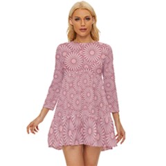 Flora Flowers Pattern Long Sleeve Babydoll Dress by artworkshop