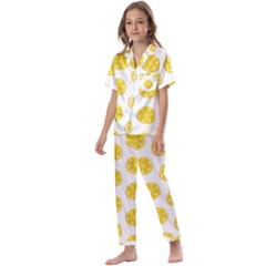 Fruit Food Juicy Organic Yellow Kids  Satin Short Sleeve Pajamas Set by Wegoenart