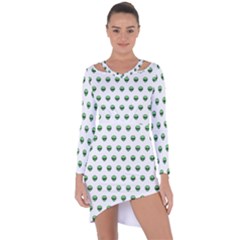 Aliens Ufo Fantasy Pattern Asymmetric Cut-out Shift Dress by Wegoenart