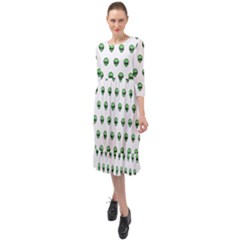 Aliens Ufo Fantasy Pattern Ruffle End Midi Chiffon Dress by Wegoenart