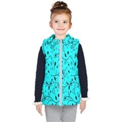 Flower Texture Textile Kids  Hooded Puffer Vest by artworkshop