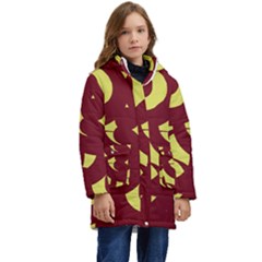 Illustration Art Pattern Design Painting- Kid s Hooded Longline Puffer Jacket by Wegoenart