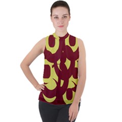 Illustration Art Pattern Design Painting- Mock Neck Chiffon Sleeveless Top by Wegoenart