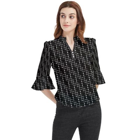 Illustration  Dots Dot Geometric Pattern Digital Art Loose Horn Sleeve Chiffon Blouse by Wegoenart