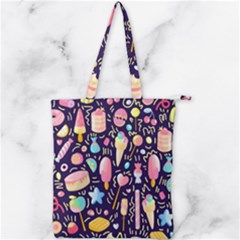 Cute-seamless-pattern-with-colorful-sweets-cakes-lollipops Double Zip Up Tote Bag by Wegoenart