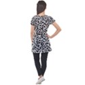 Grey And Black Jaguar Dots Puff Sleeve Tunic Top View2