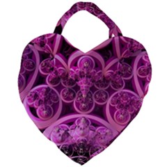 Fractal-math-geometry-visualization Pink Giant Heart Shaped Tote by Pakrebo