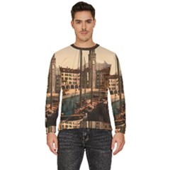 The Harbor, Riva, Lake Garda, Italy 1890-1900 2 Background Brown Men s Fleece Sweatshirt by ConteMonfrey