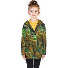 Chameleon Reptile Lizard Animal Kids  Double Breasted Button Coat by Wegoenart