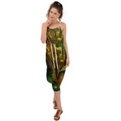 Chameleon Reptile Lizard Animal Waist Tie Cover Up Chiffon Dress by Wegoenart