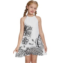 Im Fourth Dimension Black White 28 Kids  Halter Collar Waist Tie Chiffon Dress by imanmulyana