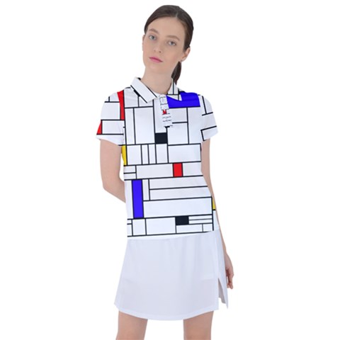 Illustration Geometric Abstract Plates Mosaic Women s Polo Tee by Wegoenart