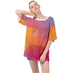 Illustration Geometric Pattern Design Graphic Oversized Chiffon Top by Wegoenart