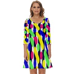 Illustration Geometric Form Circle Line Pattern Shoulder Cut Out Zip Up Dress by Wegoenart