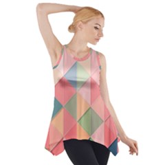 Illustration Pink Background Geometric Triangle Side Drop Tank Tunic by Wegoenart