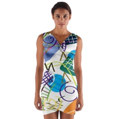 Abstract Pattern Wrap Front Bodycon Dress by Wegoenart