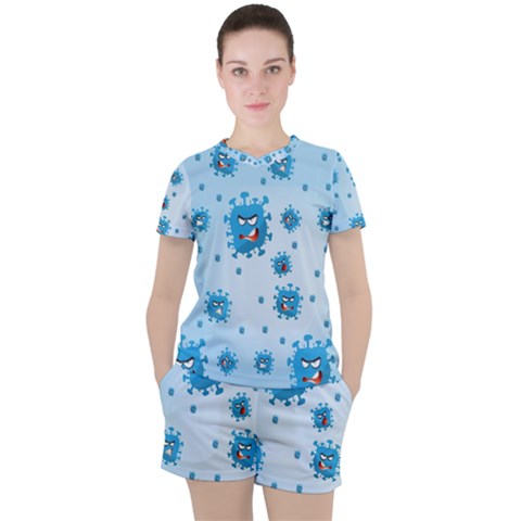 Illustration Virus Pattern Women s Tee And Shorts Set by Wegoenart