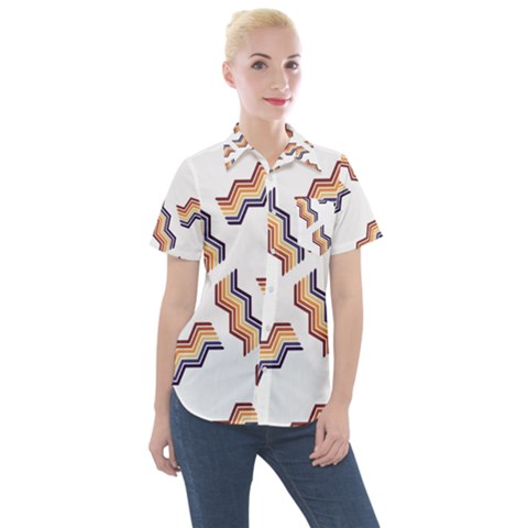 Illustration Abstract-art Diagonal Stripe Stripes Women s Short Sleeve Pocket Shirt by Wegoenart