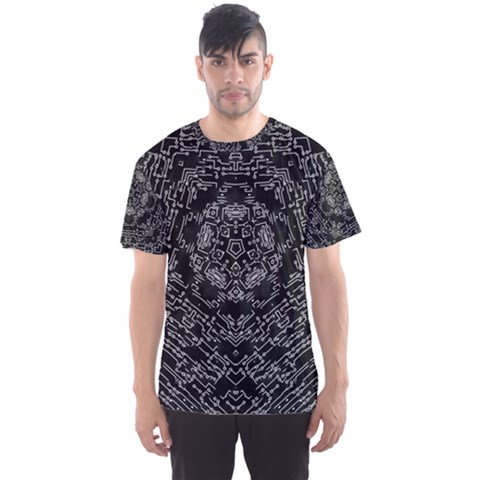 Illustration Black White Rosette Mandala Ornament Wallpaper Men s Sport Mesh Tee by Wegoenart