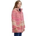 Illustration Graphic Pattern Texrure Pink Maeble Kid s Hooded Longline Puffer Jacket View2