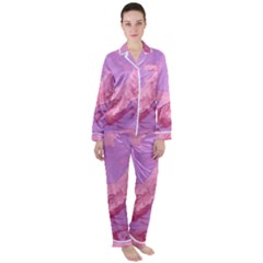 Illustration Art Pink Design Wallpaper Satin Long Sleeve Pajamas Set by Wegoenart