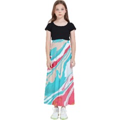 Stone Marble Texturw Pattern Kids  Flared Maxi Skirt by Wegoenart
