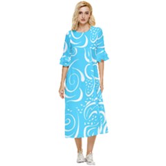 Illustration Scribble Reason Design Pattern Double Cuff Midi Dress by Wegoenart