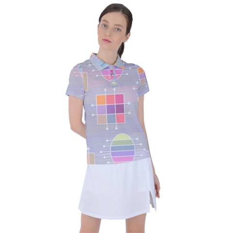 Illustration Pastel Shape Geometric Women s Polo Tee by Wegoenart