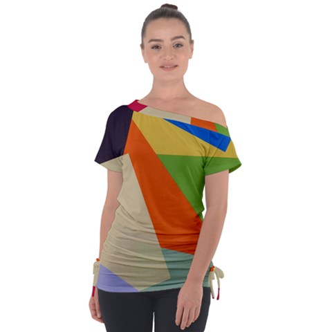 Illustration Colored Paper Abstract Background Off Shoulder Tie-up Tee by Wegoenart