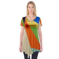 Illustration Colored Paper Abstract Background Short Sleeve Tunic  by Wegoenart