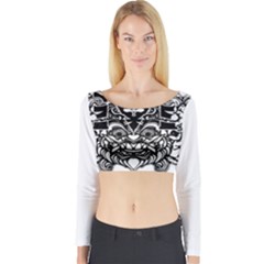 Im Fourth Dimension Black White 35 Long Sleeve Crop Top by imanmulyana