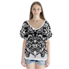 Im Fourth Dimension Black White 35 V-neck Flutter Sleeve Top by imanmulyana