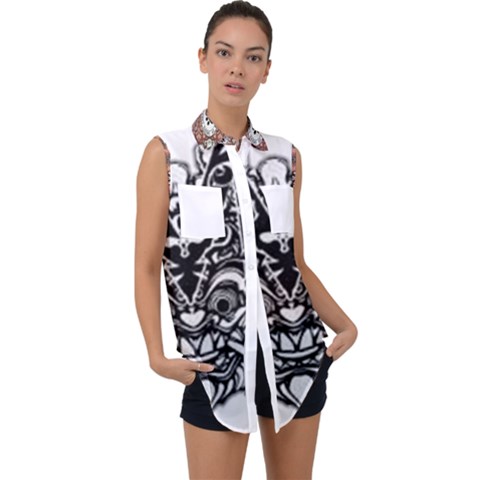 Im Fourth Dimension Black White 35 Sleeveless Chiffon Button Shirt by imanmulyana