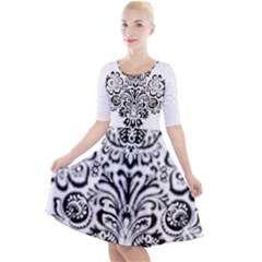 Im Fourth Dimension Black White 40 Quarter Sleeve A-line Dress by imanmulyana