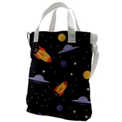 Cosmos Rocket Spaceships Ufo Canvas Messenger Bag by Wegoenart