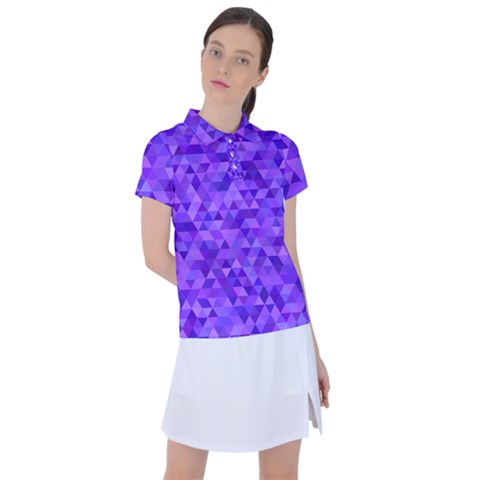 Illustration Purple Triangle Purple Background Women s Polo Tee by Wegoenart