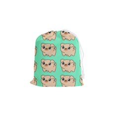 Puppy Pattern Wallpaper Dog Pet Drawstring Pouch (small) by Wegoenart