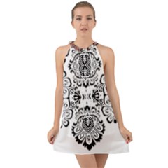 Im Fourth Dimension Black White 57 Halter Tie Back Chiffon Dress by imanmulyana