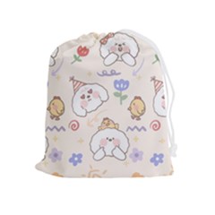 Chicken Dog Flower Sun Pattern Drawstring Pouch (xl) by Sudhe